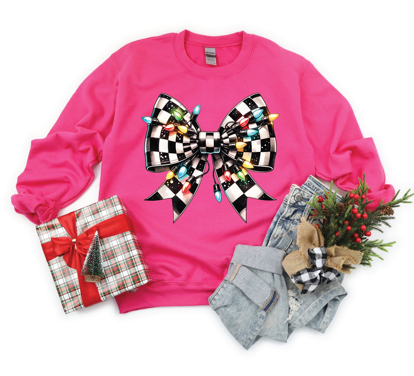 Checkered Christmas Bow