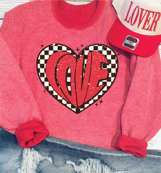 Love Checkered -Reverse Sweatshirt