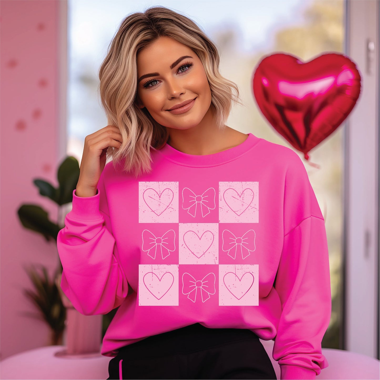 Checkered Bows and Hearts