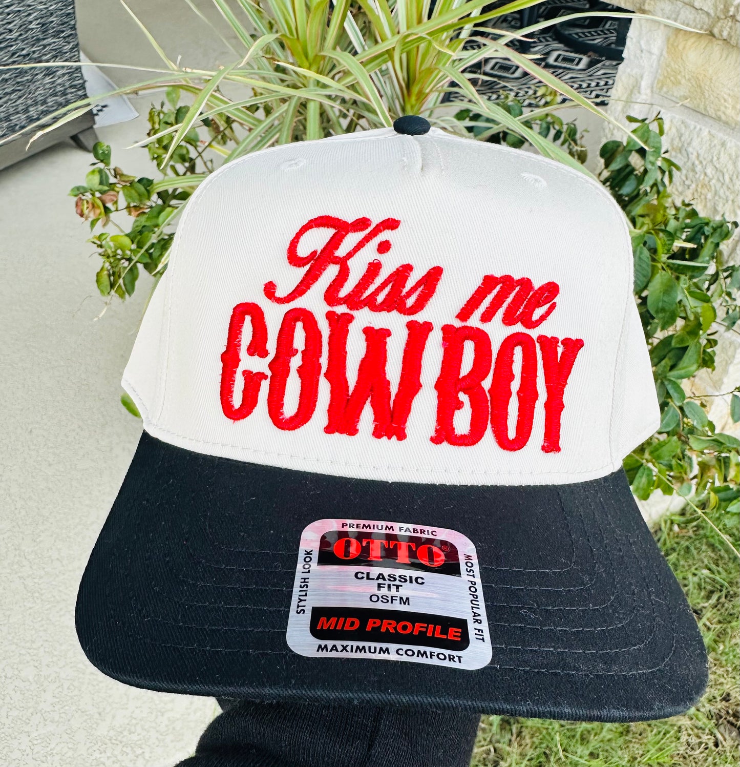 Kiss me Cowboy Embroidery Trucker Hat
