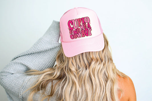 Cupid Find Me A Cowboy Trucker Hat