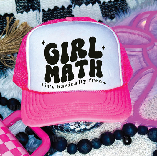 Girl Math  Neon Pink & White Trucker Hat