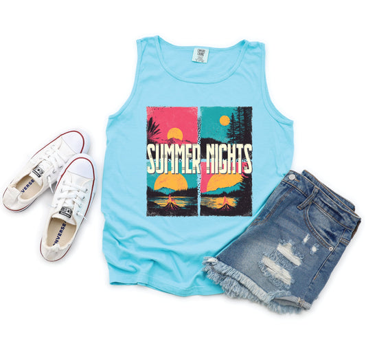 Summer Nights Lagoon Blue Unisex Tank Top