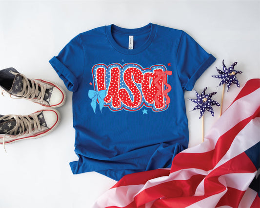 USA Star Bow Royal Blue Unisex Graphic Tee