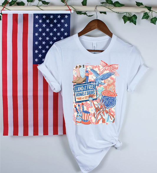 USA Collage- White Unisex Graphic Tee