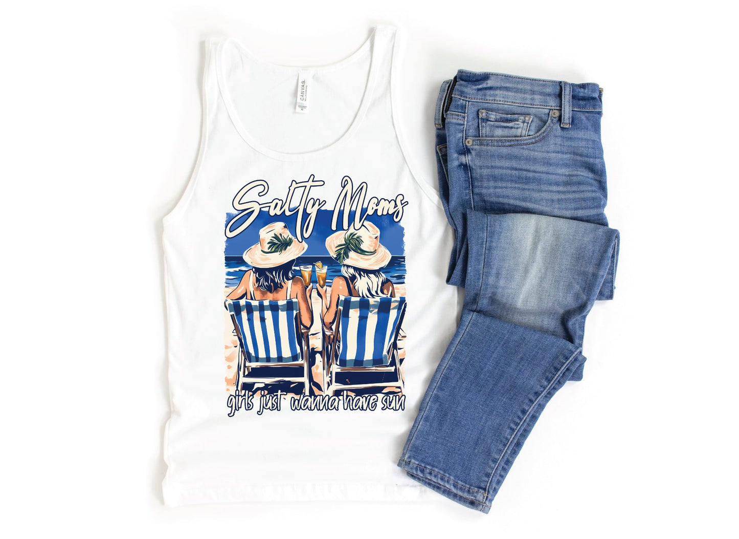 Salty Moms-White Unisex Graphic Tank Top