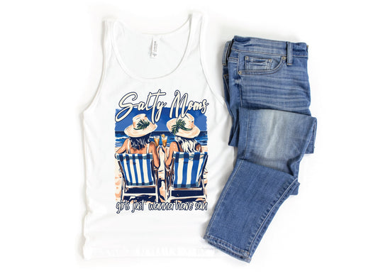 Salty Moms-White Unisex Graphic Tank Top