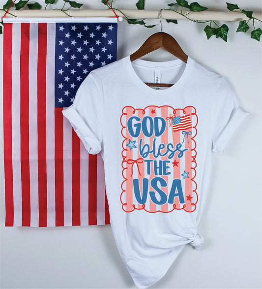 God Bless the USA-White Unisex Graphic Tee