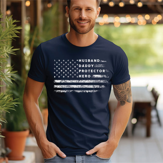 Husband Daddy Protector- Navy Unisex Graphic Tee