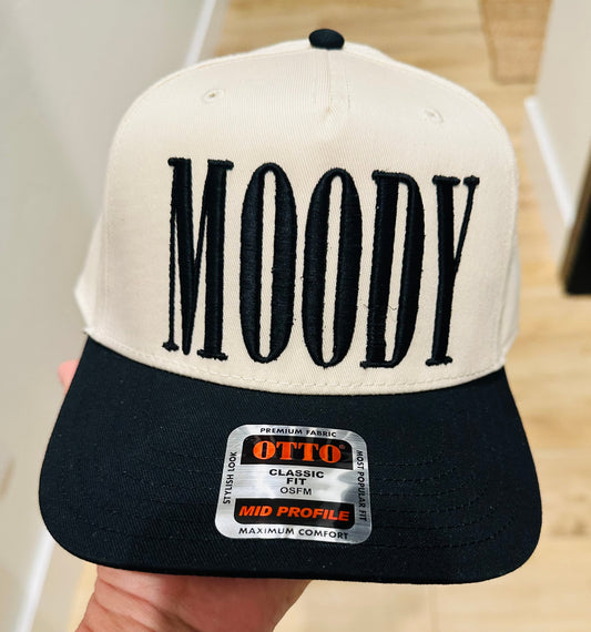 Moody-Black and Natural Unisex Embroidery Hat