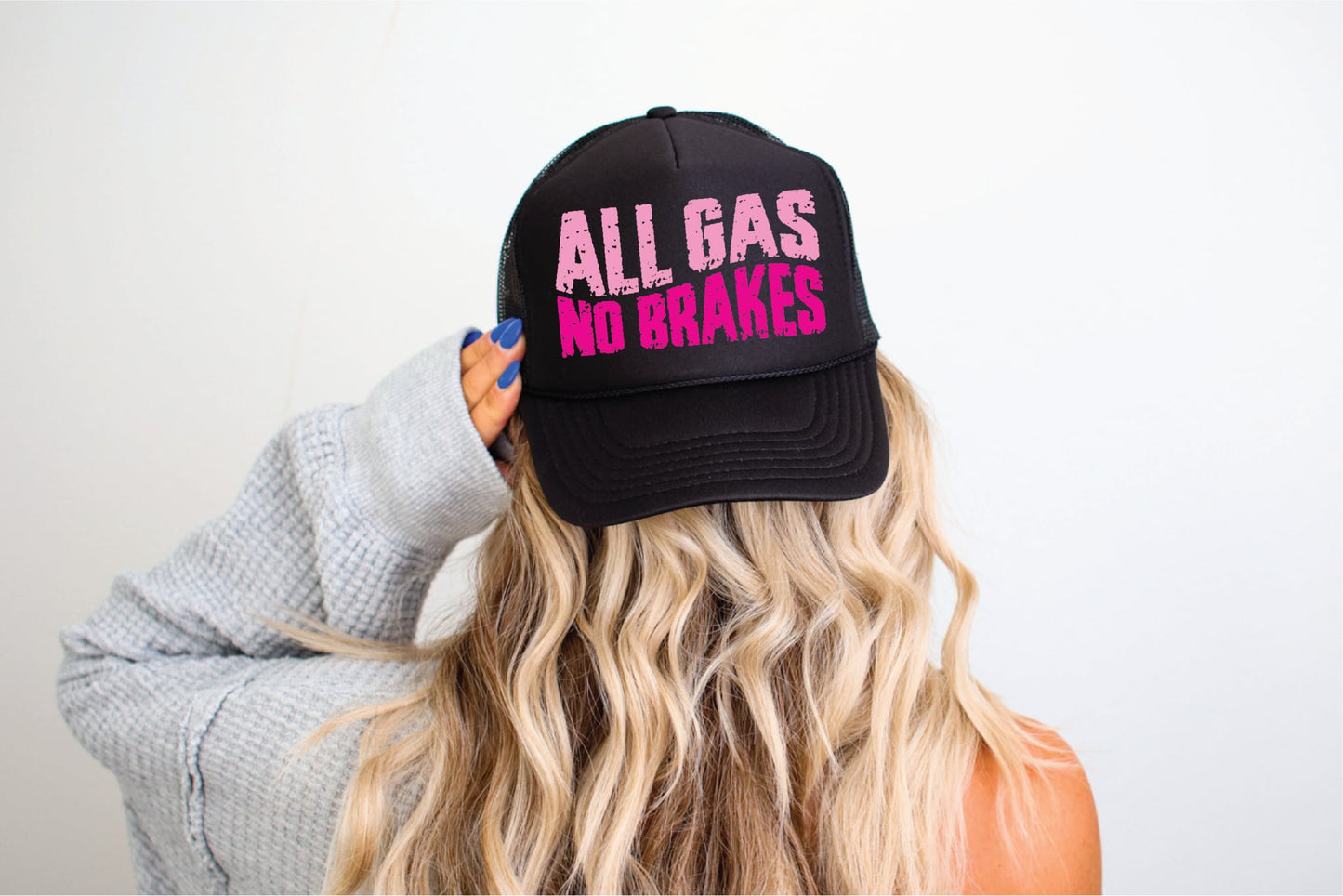 All Gas No Brakes Black Unisex Foam Trucker Hat