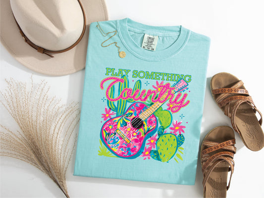 Play Something Country-Chalky Mint Unisex Comfort Color Graphic Tee