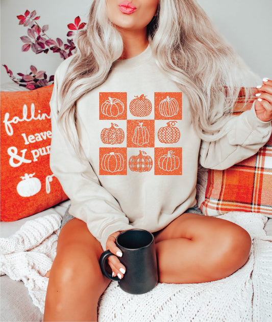 Checkered  Pumpkins - Unisex Graphic Sweater