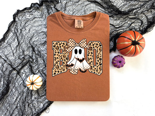 Boo Leopard Ghost - Comfort Color Unisex Graphic T-Shirt