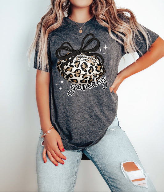Game Day Leopard Football -Unisex Comfort Color Tee