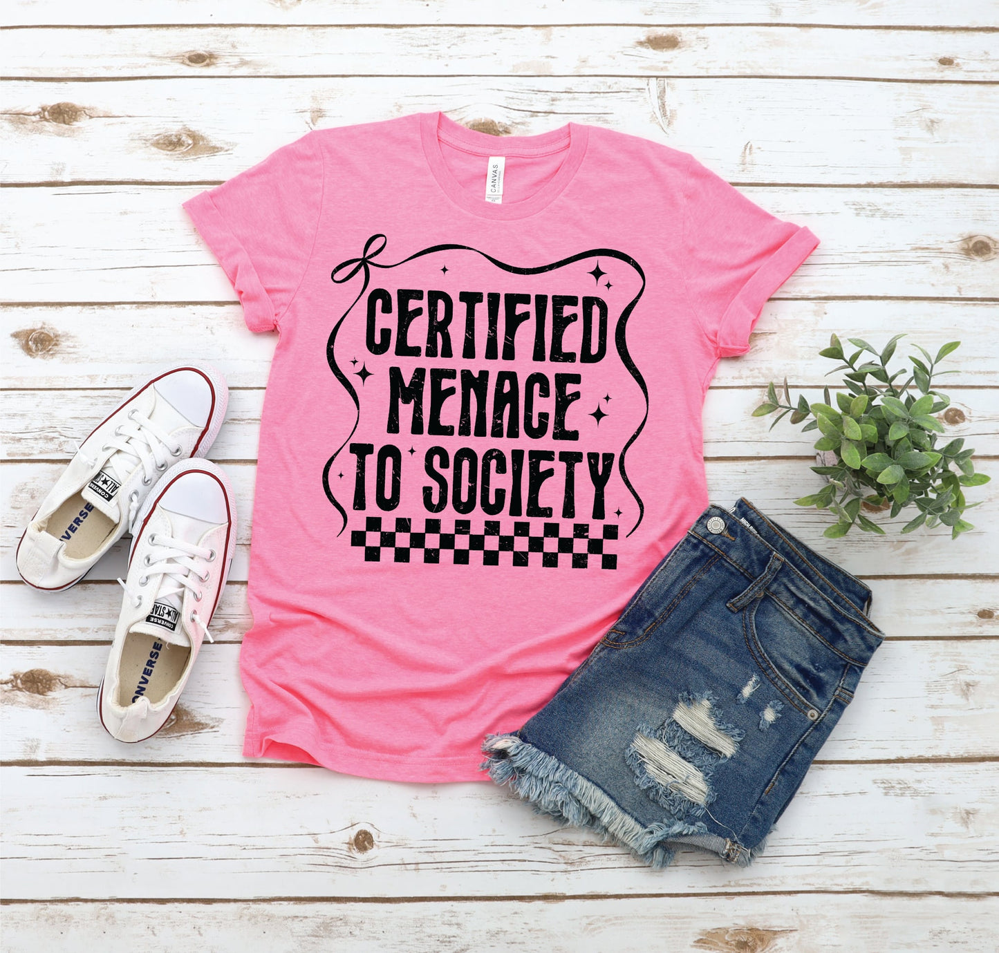 Certified Menace To Society Neon Pink Unisex Comfort Color Tee