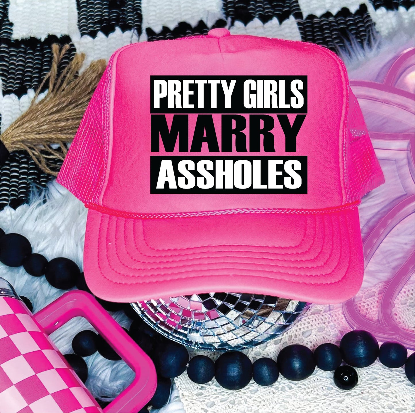 Pretty Girls Marry Neon Pink Unisex Foam Trucker Hat