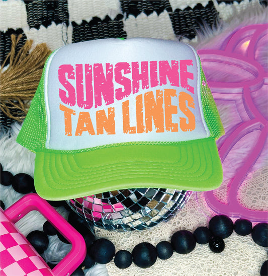 Sunshine and Tanlines-  Unisex Neon Green & White Trucker Hat