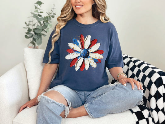 American Daisy Vintage Navy Unisex Graphic Tee