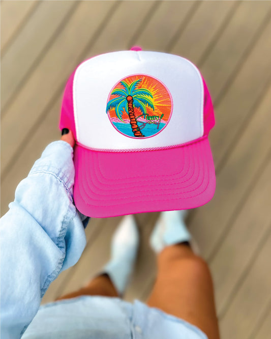 Salty Soul Hot Pink & White Unisex Foam Trucker Hat