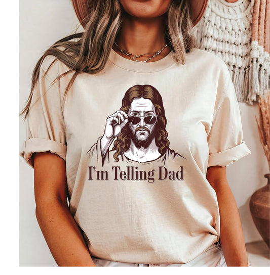 I’m Tellin’ Dad Natural Unisex Graphic Tee