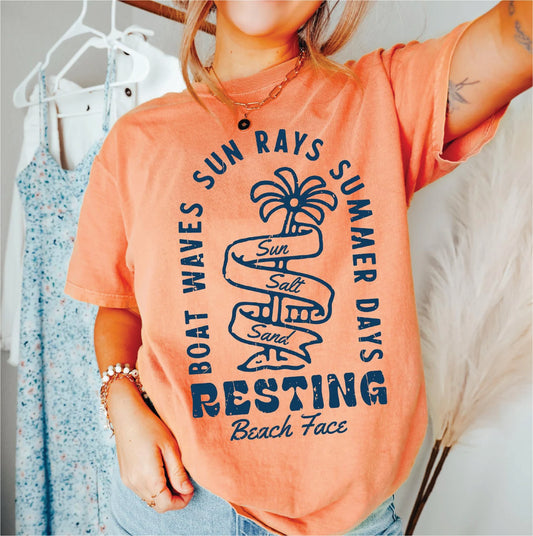 Resting Beach Face Melon Unisex Comfort Color Graphic Tee
