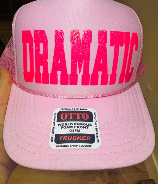 Dramatic 3D Glitter Pink Puff Vinyl on a Light Pink Unisex Foam Trucker Hat