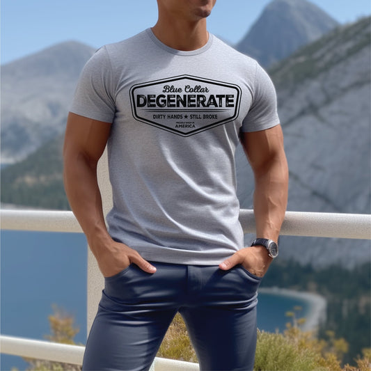 Degenerate Blue Collar Athletic Grey Unisex Graphic Tee