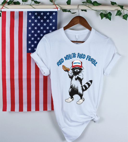 Red White and Feral White Graphic Tee