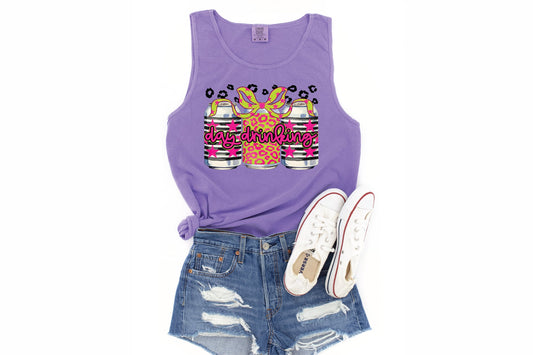 Day Drinkin - Violet Unisex Comfort Color Graphic Tank Top