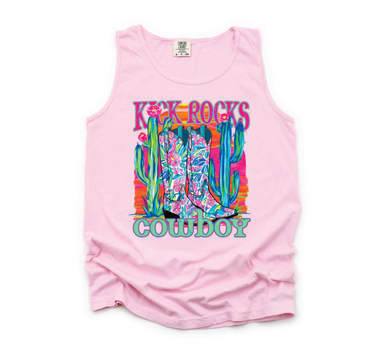 Kick Rocks Cowboy- Blossom Unisex Comfort Color Graphic Tank Top