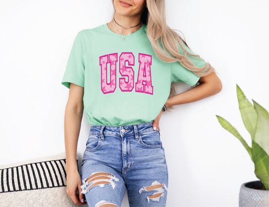Pink USA Mint Unisex Bella Canvas Graphic T-Shirt