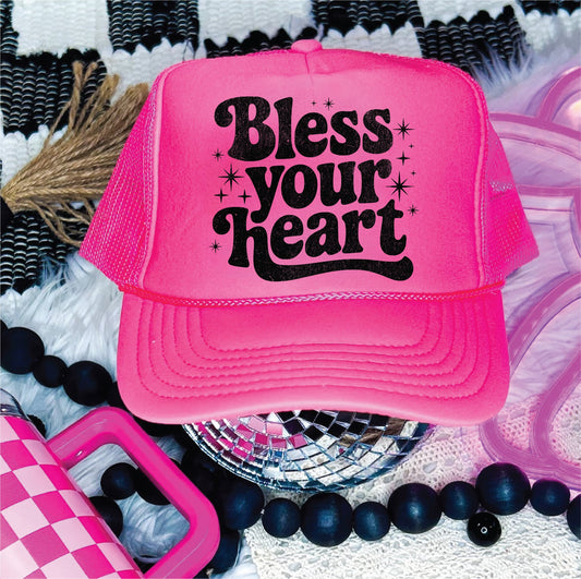 Bless Yourt Heart Neon Pink Unisex Foam Trucker Hat
