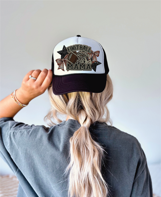 Football Mama - Black and White Unisex Foam Trucker Hat