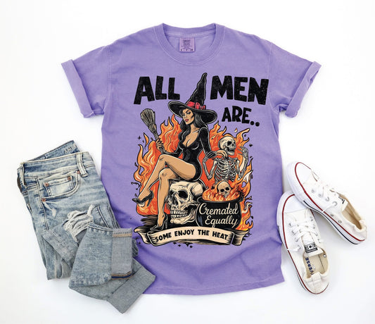 All Men Are Cremated Equally - Violet Comfort Color Unisex Graphic Tee