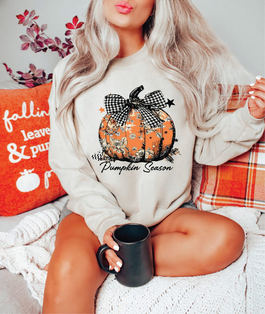 Pumpkin Season Floral Pumpkin- Unisex Graphic Sweater