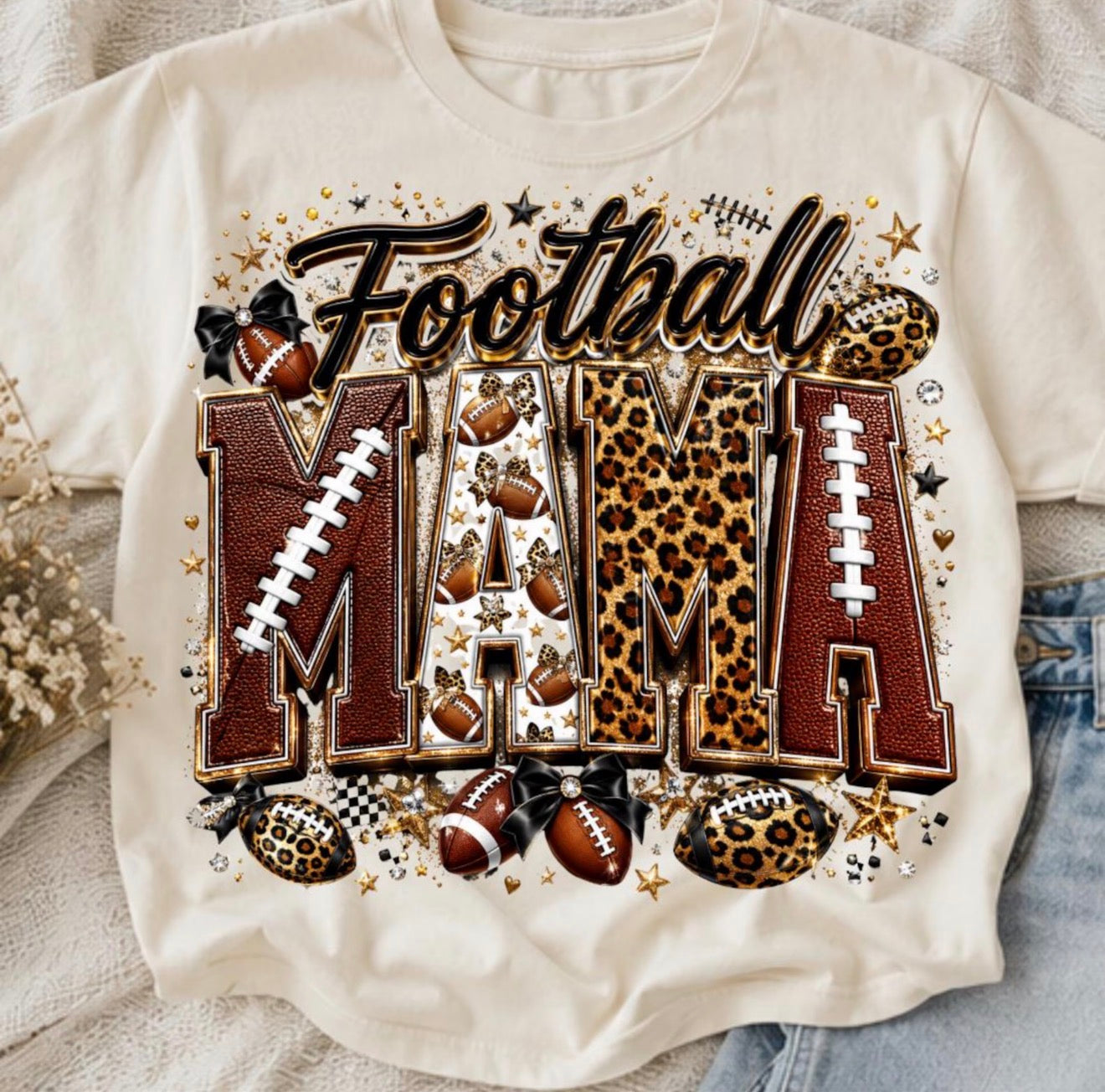 Football Mama- Ivory Comfort Color Unisex Graphic Tee