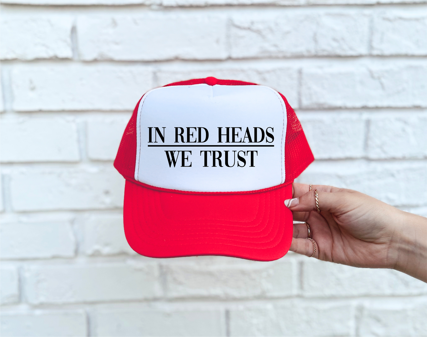 In Red Heads We Trust Red & White Trucker Hat
