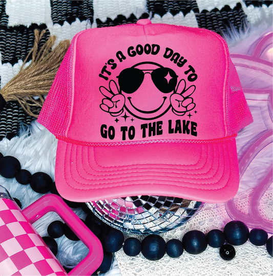 It's A Good Day- Lake Neon Pink Trucker Hat