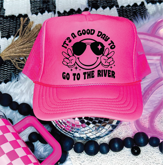 It's A Good Day- River Neon Pink Trucker Hat