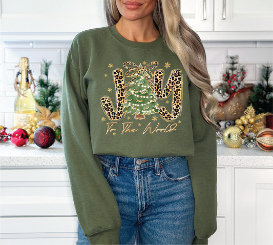 Joy To The World Leopard - UNISEX GRAPHIC SWEATSHIRT