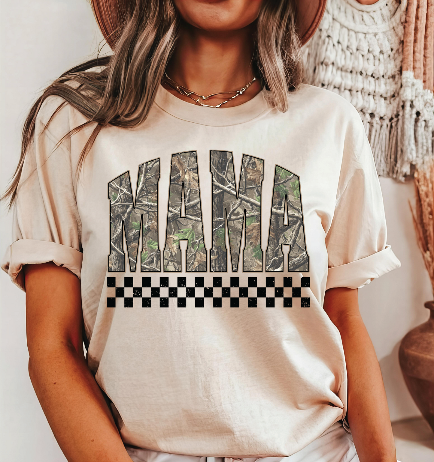 Mama Camo - Ivory Comfort Color Unisex Graphic Tee