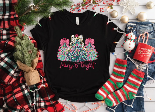 Merry and Bright Trees - Comfort Color Unisex Graphic T-Shirt