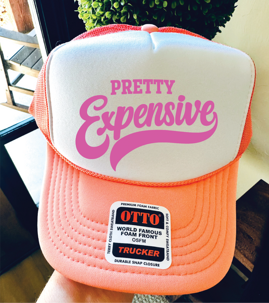 Pretty Expensive-  Coral and White Unisex Foam Trucker Hat