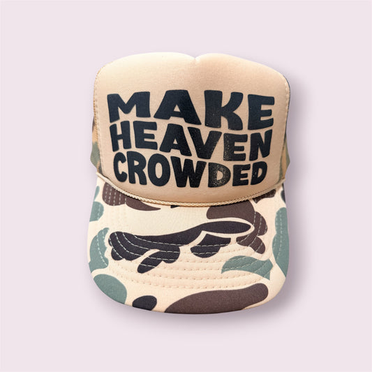 Make Heaven Crowded Camo and Olive Unisex Foam Trucker Hat
