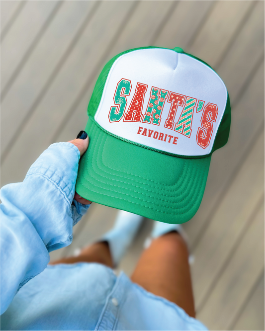 Santas Favorite Green & White Trucker Hat