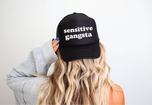 Sensitive Gangsta - UNISEX BLACK TRUCKER HAT