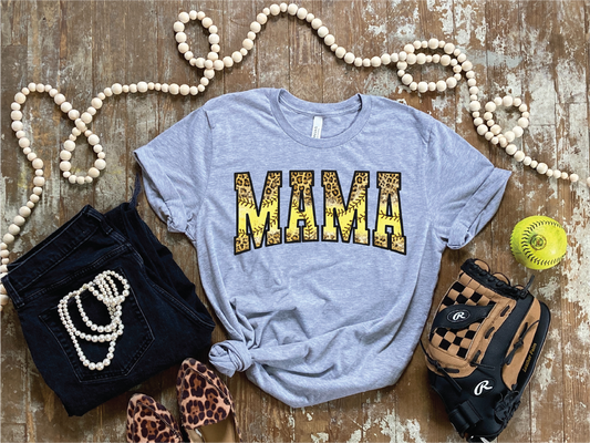 Softball Mama Leopard- Athletic Grey Unisex Tee