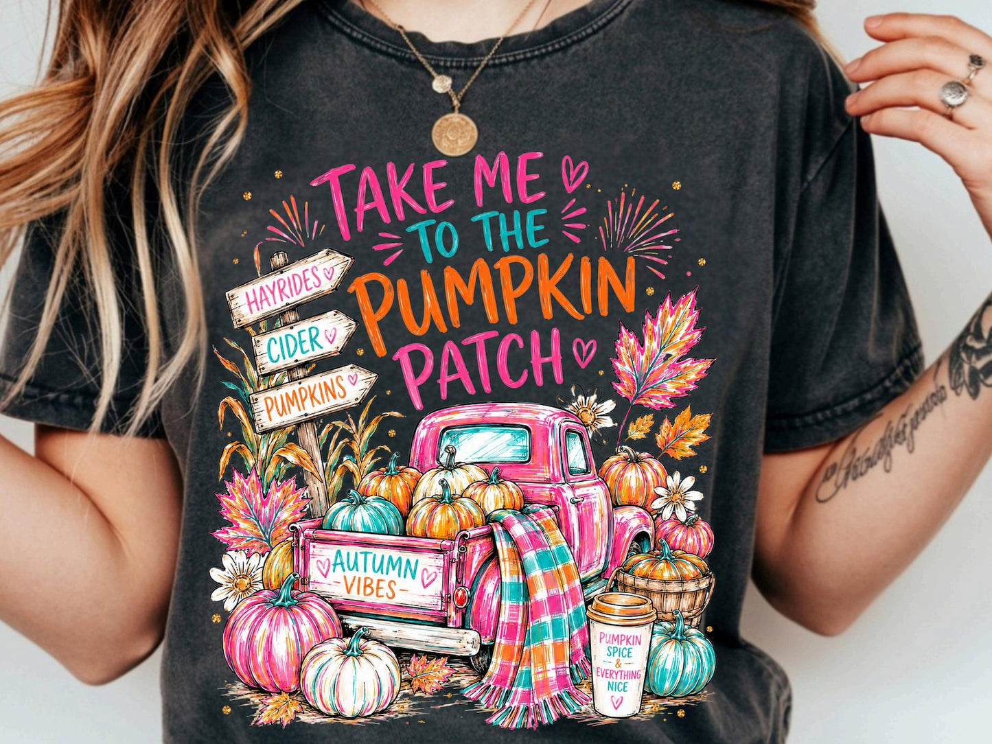TAKE ME TO THE PUMPKIN PATCH - Pepper Comfort Color Unisex Graphic Tee