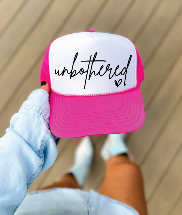 Unbothered -Hot Pink and White Unisex Foam Trucker Hat